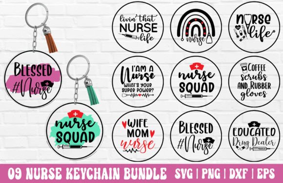 Nurse Keychain SVG Bundle - Nurse PNG