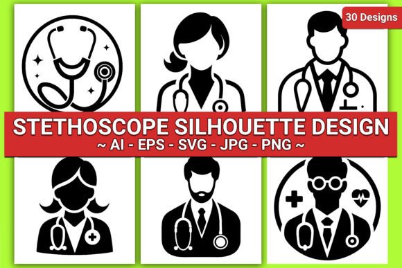 Stethoscope Silhouette Designs for Crafts & Graphics
